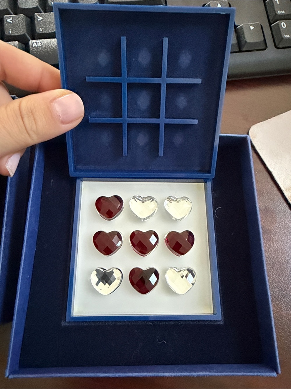 Heart Crystal Stud tic tac toe